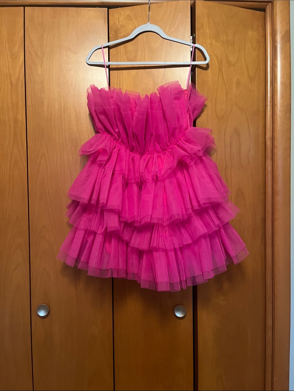 Altar’d state  Pink Layered Tulle Mini Dress